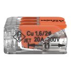 WAGO 221-413 vezetékösszekötő, 3 x 0,2–4 mm², CAGE CLAMP®, karos, átlátszó ház, oldható, lapos kivitel