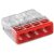 WAGO PUSH WIRE® 2273-204 vezetékösszekötő, nem oldható, 4 x 0,5–2,5 mm²-es tömör vezetékhez, piros fedéllel, átlátszó házzal. 
