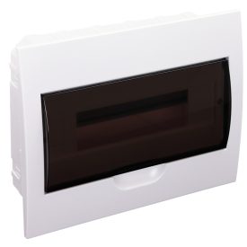   Tracon EDS-12/1 Süllyesztett elosztódoboz, füstszínű ajtóval, N/PE sínnel 1×12 modul, IP40