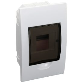   Tracon EDS-4/1 Süllyesztett elosztódoboz, füstszínű ajtóval, N/PE sínnel 1×4 modul, IP40