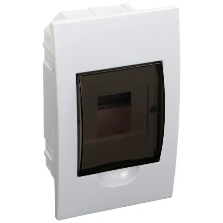 Tracon EDS-4/1 Süllyesztett elosztódoboz, füstszínű ajtóval, N/PE sínnel 1×4 modul, IP40