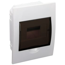   Tracon EDS-6/1 Süllyesztett elosztódoboz, füstszínű ajtóval, N/PE sínnel 1×6 modul, IP40