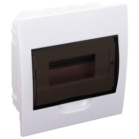   Tracon EDS-8/1 Süllyesztett elosztódoboz, füstszínű ajtóval, N/PE sínnel 1×8 modul, IP40