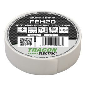 Tracon szigetelőszalag, fehér, 20m, FEH20