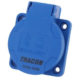   Tracon TICS-105S Beépíthető csatlakozóaljzat, oldalsó védőérintkezővel, kerek 16A, 250V, 2P+E, IP54